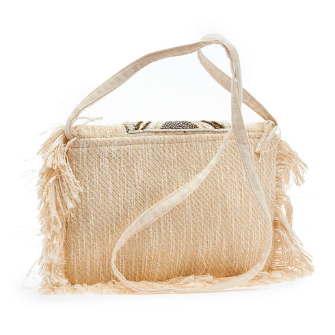 Verde Γυναικείο Τσαντάκι Χειρός 01-1600 με Διακοσμητικό Κέντημα Μπέζ